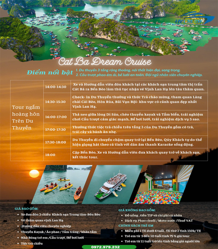 Lịch Trình Tour ngắm Hoàng Hôn trên Vịnh Lan Hạ