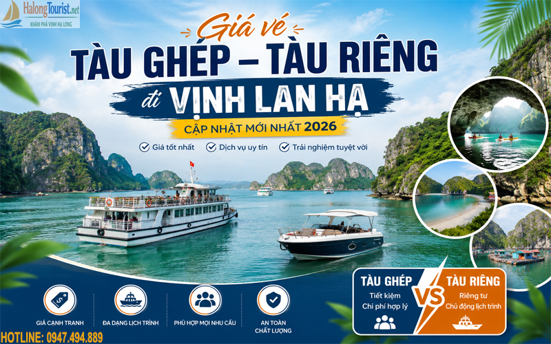 Giá vé tàu ghép tàu riêng đi Vịnh Lan Hạ